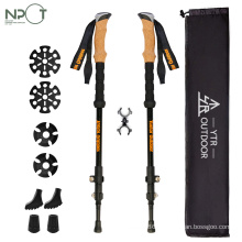 Lightweight Collapsible Adjustable Aluminum Telescopic Hiking Trekking Pole Walking Sticks Pair with Nordic Trek Accessories